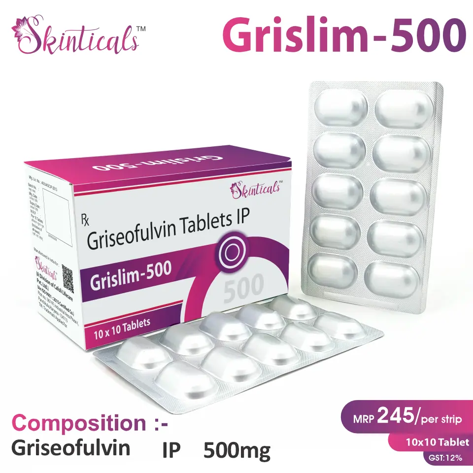 Griseofulvin (500mg) Tablet at the best price in PCD Pharma Franchise for Antifungal, Fungal Infections Treatment.